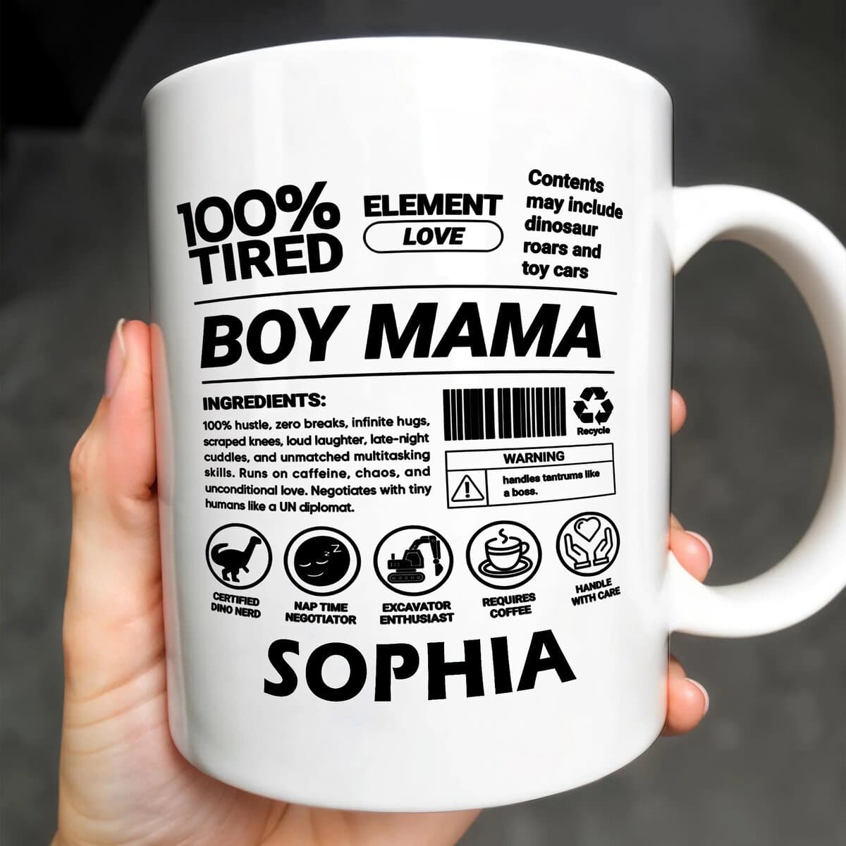 100% Tired Boy Mama - Personalized Funny Mug - Gift For Boy Moms-Myprintsy
