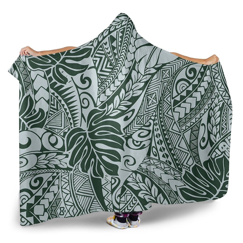 Hawaii Hooded Blanket Tribal Pattern Leaf