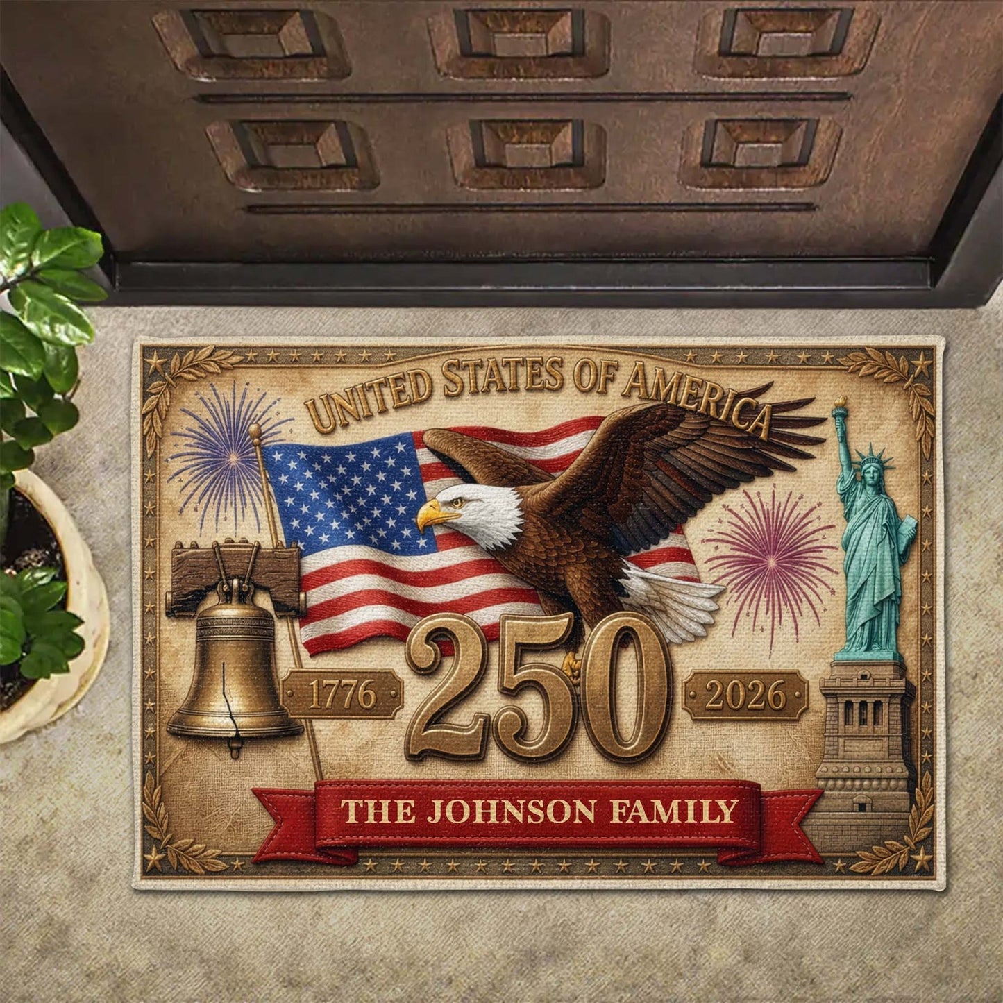 United States Of America - Personalized Doormat - Gift For Families