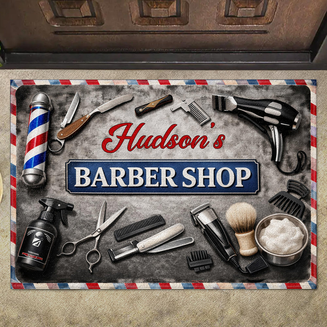 Barber Shop - Personalized Doormat - Gift For Barbers and Shop Owners
