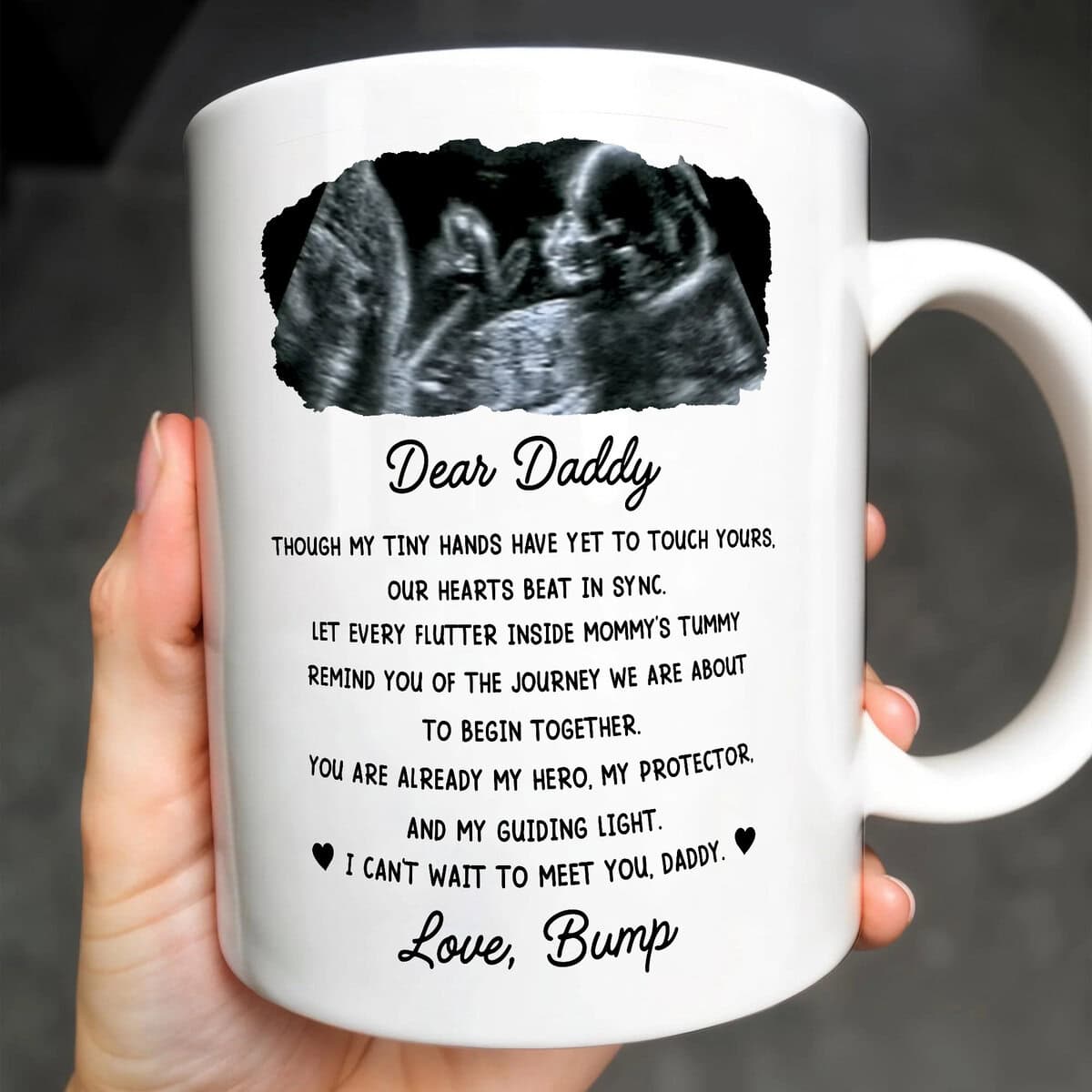 Dear Daddy Tiny Hands, Personalized Coffee Mug, Gift For New Dad