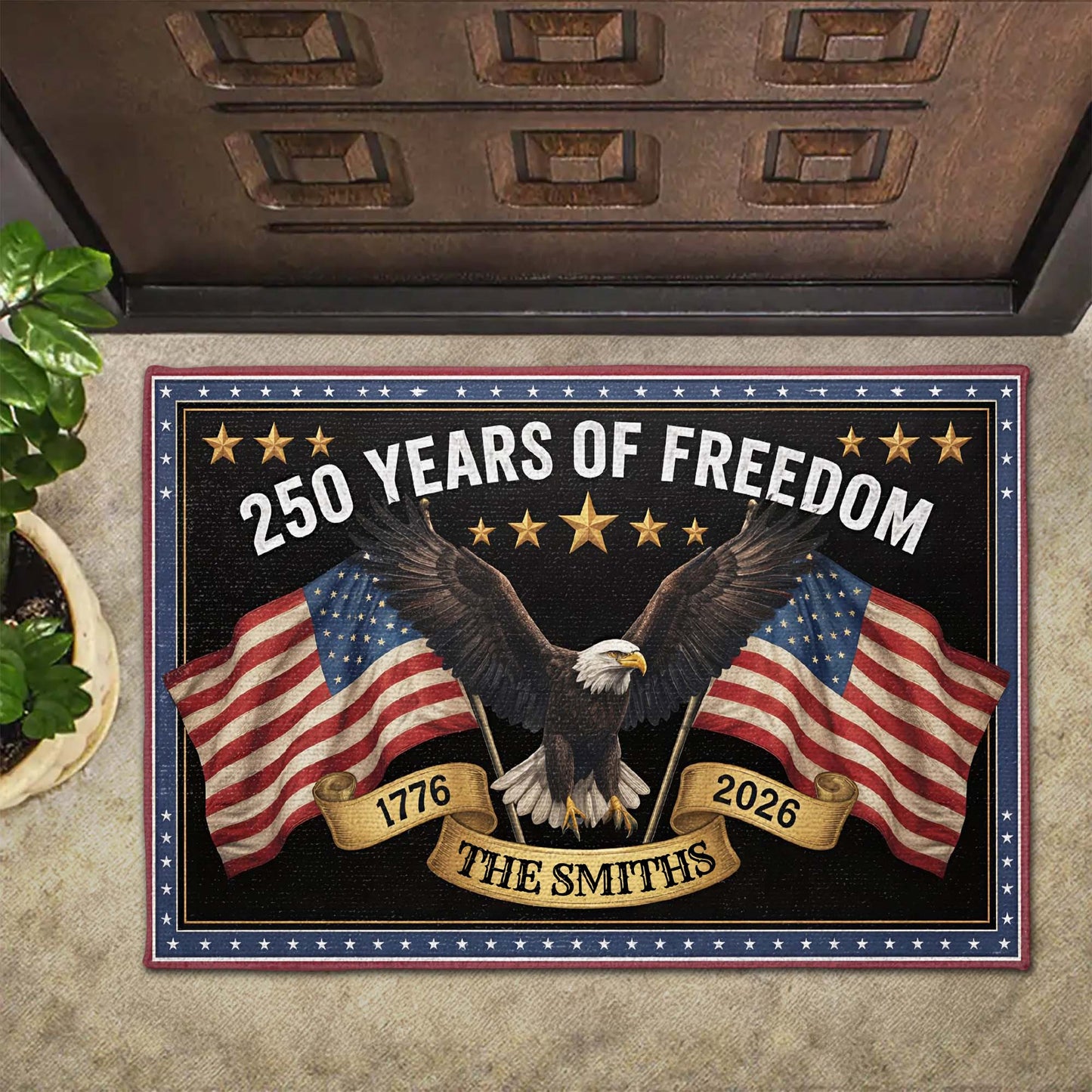 250 Years Of Freedom - Personalized Doormat - Gift For Patriotic Families