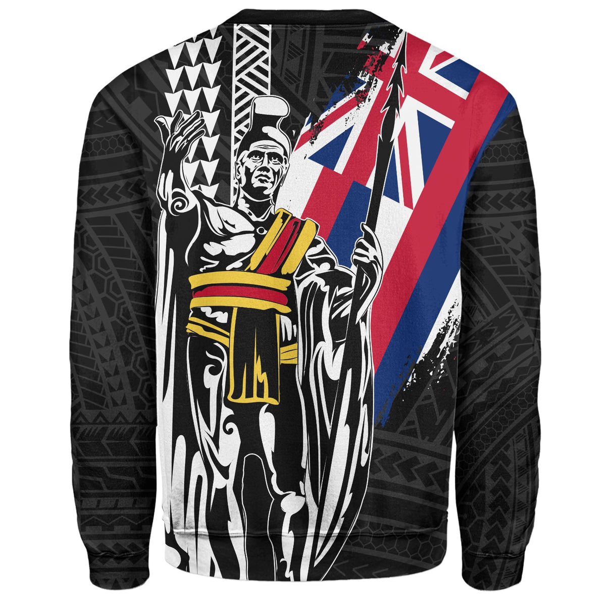 Hawaii Sweatshirt King Kamehameha I Kakau Flag Grunge