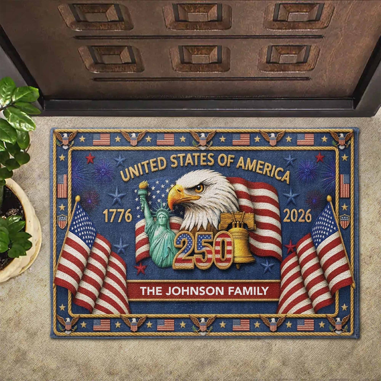 United States Of America - Personalized Doormat - Gift For Family