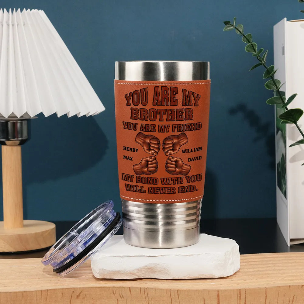 Soulmate Best Friend - Personalized Leather Tumbler