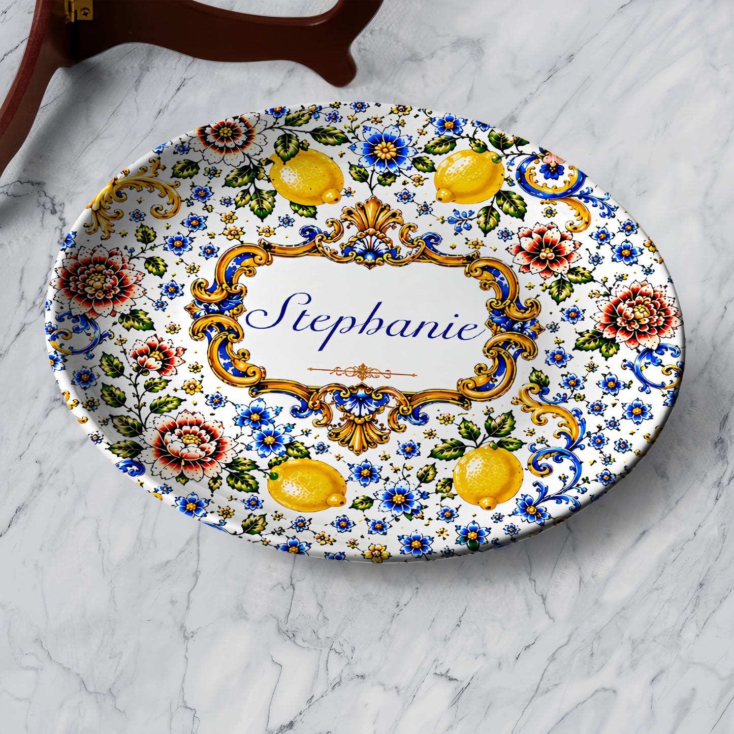 Mediterranean Style & Majolica Print - Personalized Ceramic Plate - Plates For Decoration