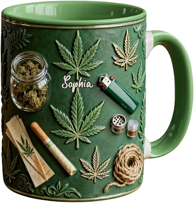 Green Leaf - Personalized Accent Mug - Coffee Mug for Green Lovers, Unique Gift for Him & Her