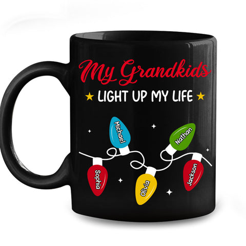 My Grandkids Light Up My Life - Personalized Black Mug