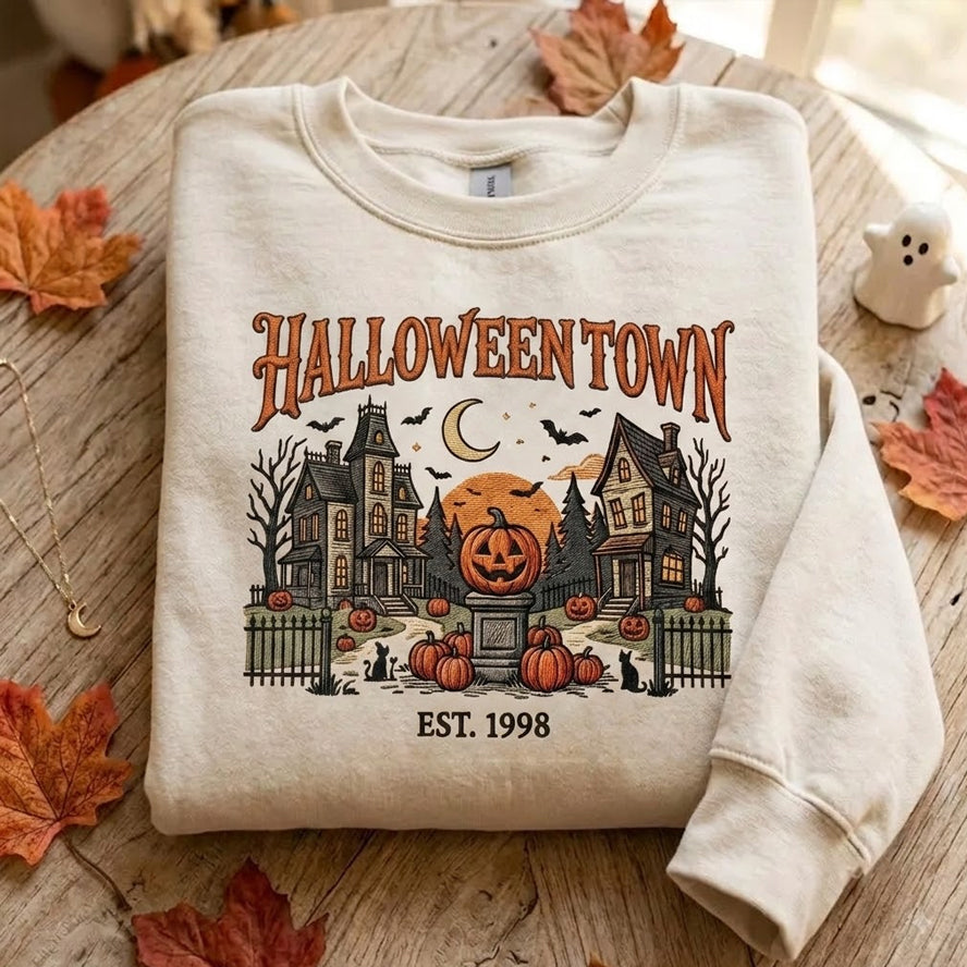 Embroidered Spooky Village - Halloween Town Shirt