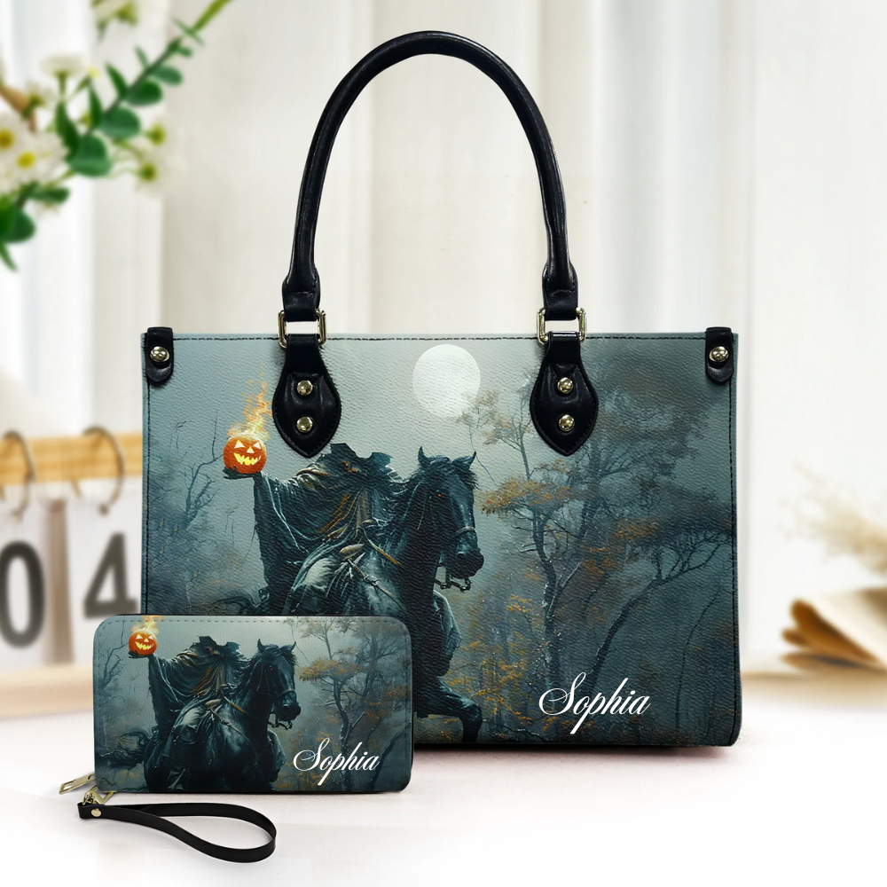 Halloween Gothic Headless Horseman - Personalized Leather Handbag & Wallet Set
