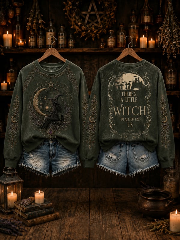 There's A Little Witchs In All Of Us - Halloween Witch Sweatshirt