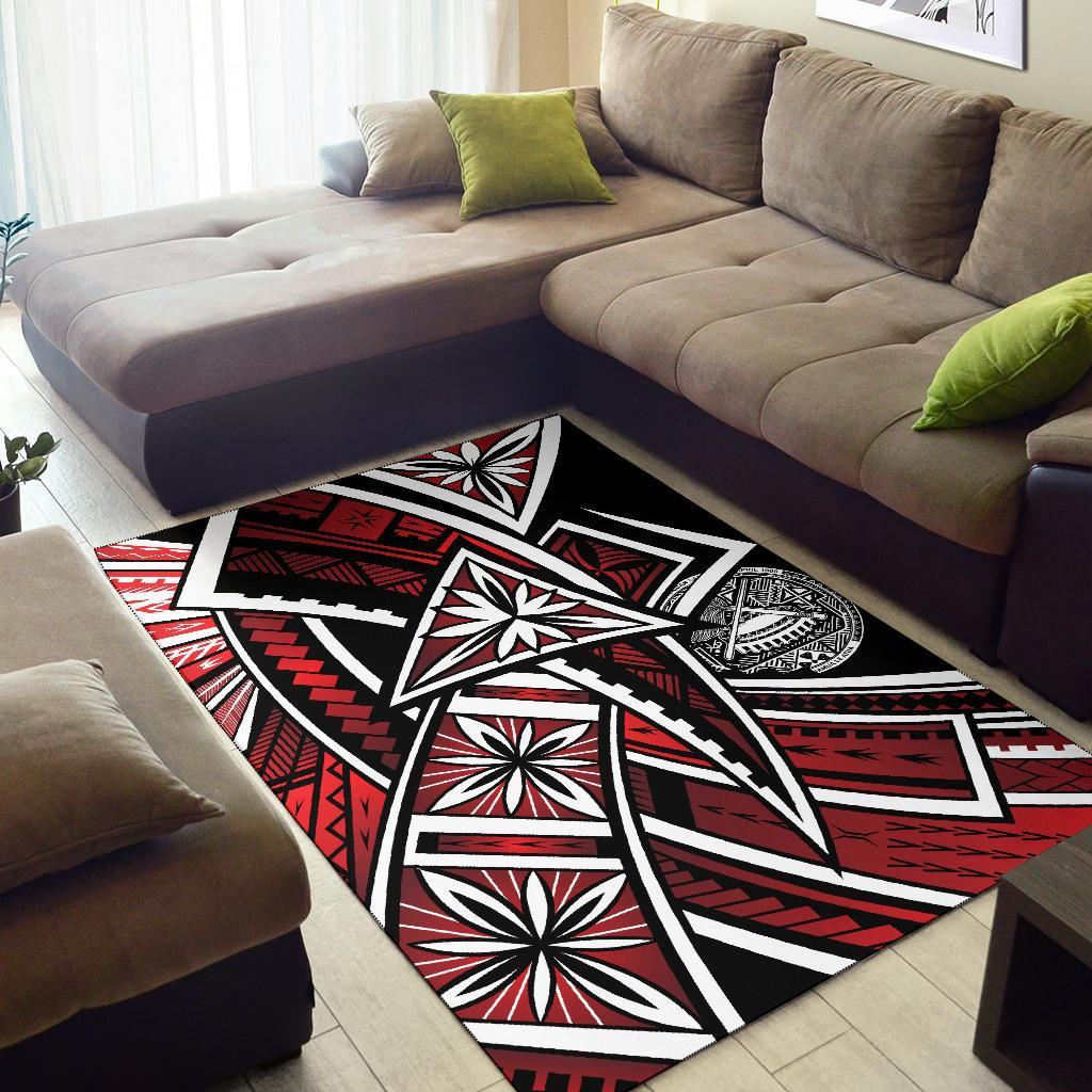 American Samoa Polynesian Area Rug - Tribal Flower Special Pattern Red Color-Myprintsy