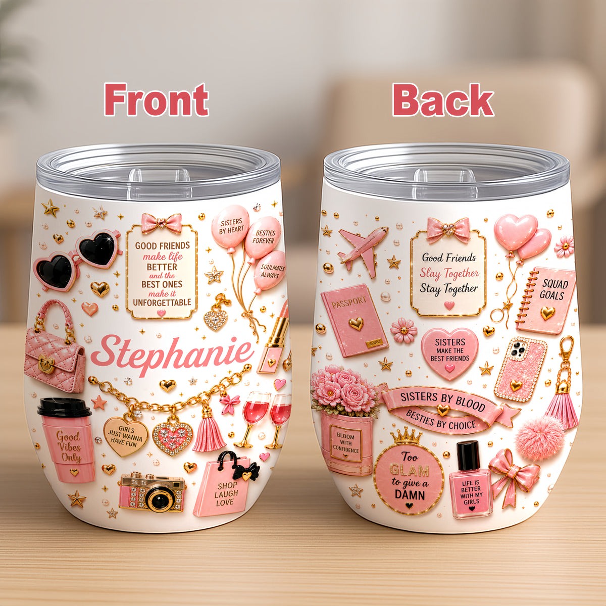 Bestie Forever - Personalized Wine Tumbler-Myprintsy