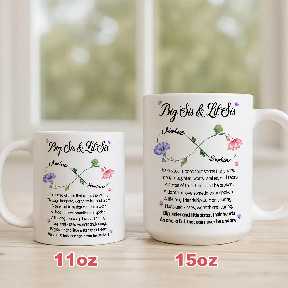 Big Sis And Lil Sis - Personalized Ceramic White Mug - Gift For Sisters-Myprintsy