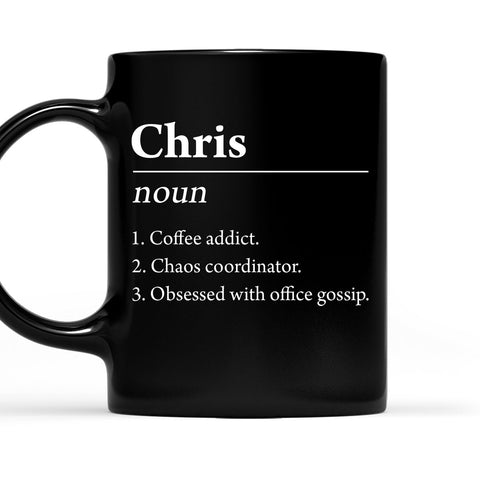 Name Definition - Personalized Black Coffee Mug