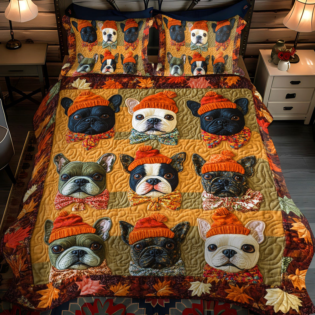 Charming French Bulldog -Piece Quilted Bedding Set PD VTQ-Myprintsy