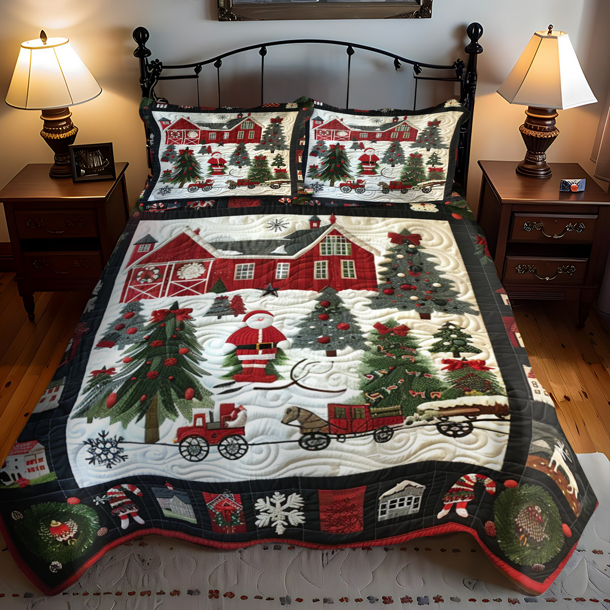 Christmas Barn -Piece Quilted Bedding Set VTQ-Myprintsy