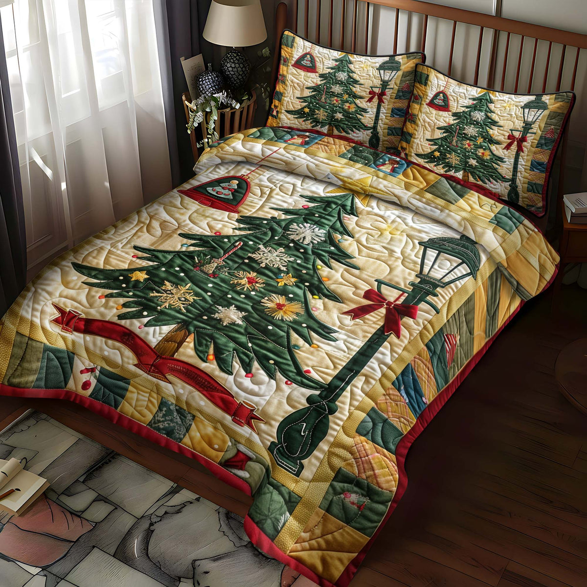 Christmas Trees Delight -Piece Quilted Bedding Set VTQ-Myprintsy