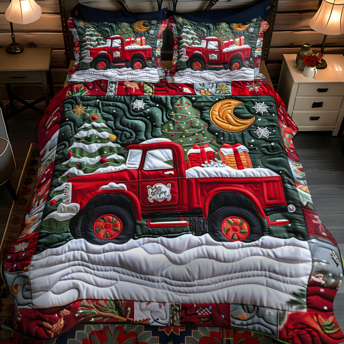 Christmas Truck -Piece Quilted Bedding Set VTQ-Myprintsy