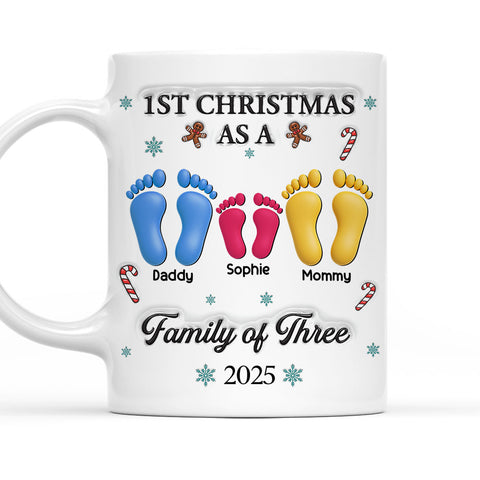 1st Christmas As A Family Of Three - Personalized Coffee Mug