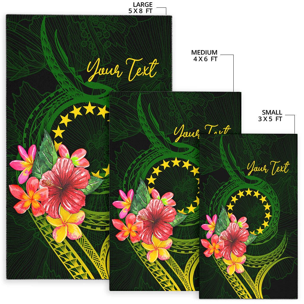 Cook Islands Polynesian Custom Personalised Area Rug - Floral With Seal Flag Color-Myprintsy
