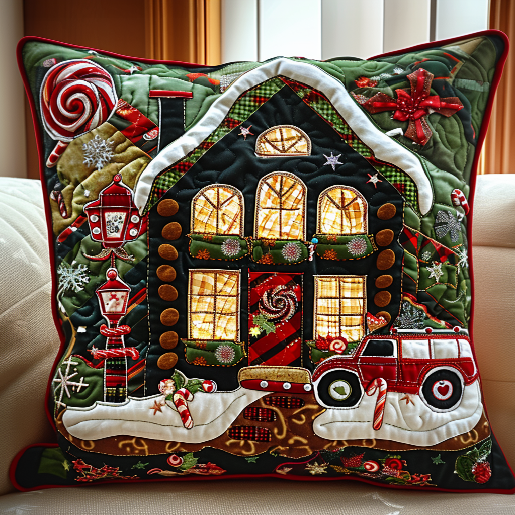 Cozy Cabin Scene Quilted Pillow Case VTQ-Myprintsy