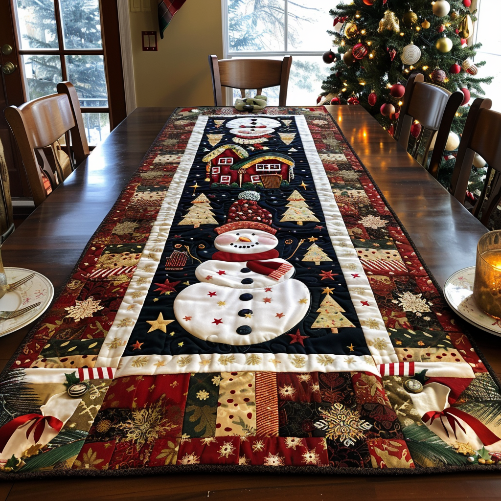 Cozy Snowman Quilted Table Runner VTQ-Myprintsy