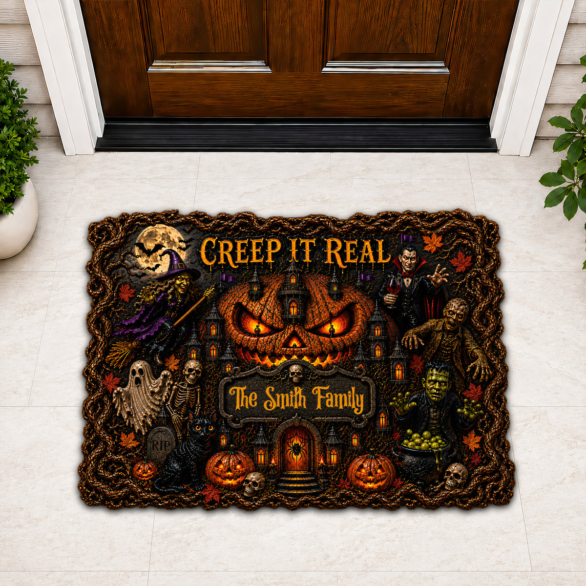 Creep It Real - Personalized Shaped Luxurious Halloween Doormat-Myprintsy