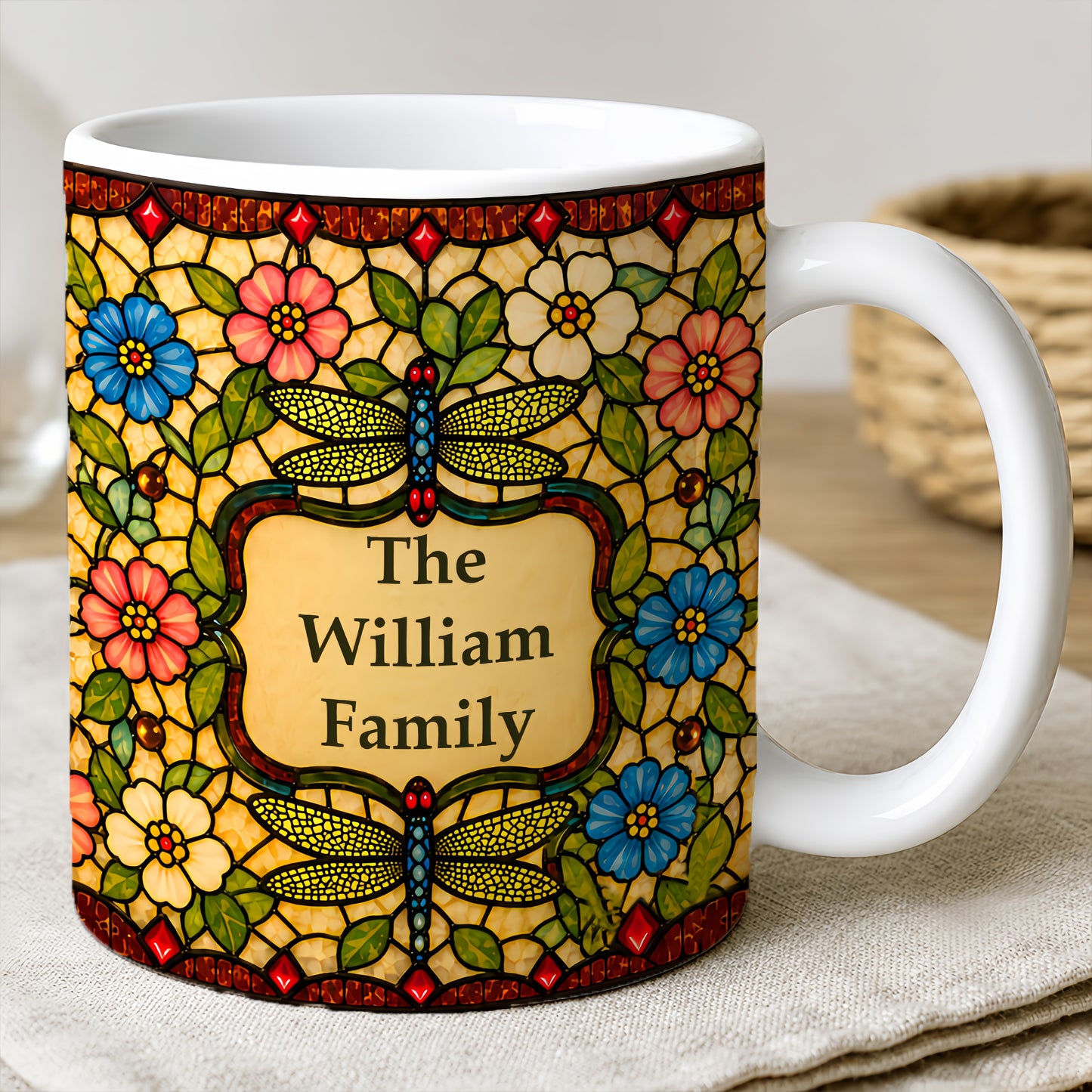 Dragonfly Tiffany Style - Personalized Accent Mug-Myprintsy