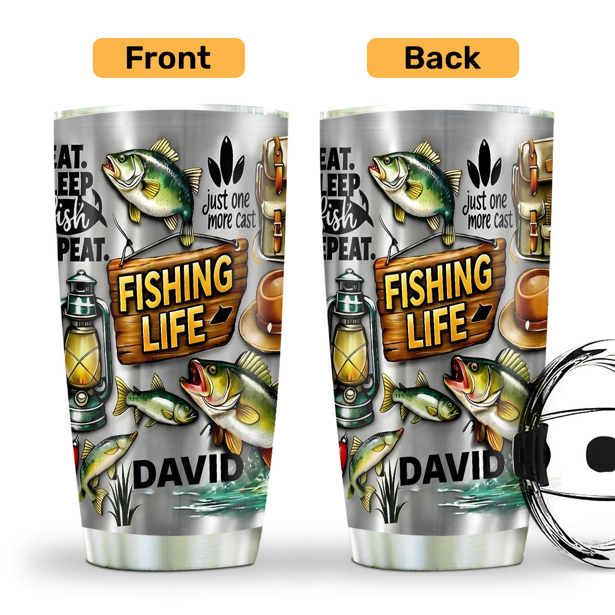 Eat Sleep Fish Repeat - Personalized Stainless Steel Tumbler-Myprintsy
