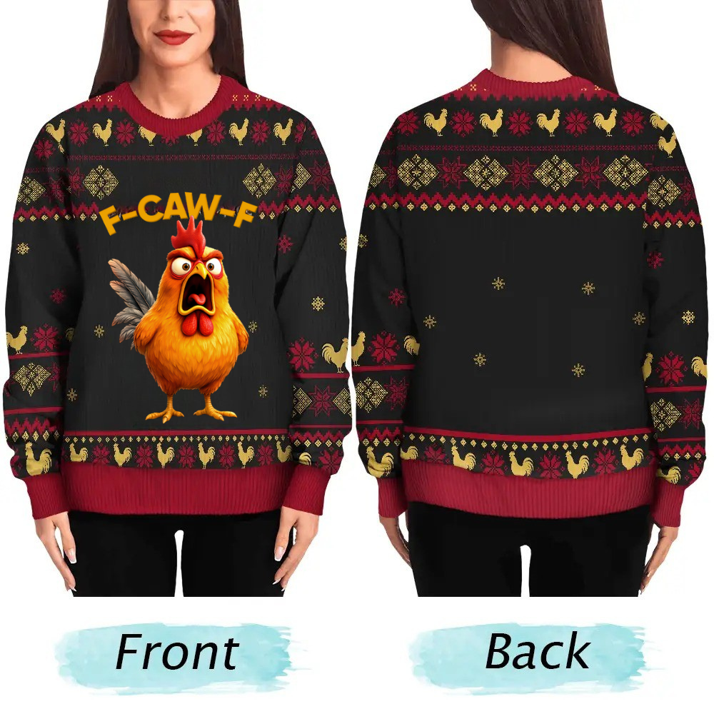 F-Caw-F Crow Joke - Personalized Unisex Ugly Sweater-Myprintsy