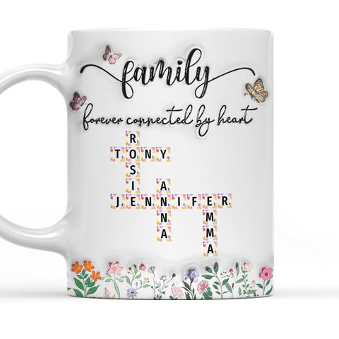 Family Forever Connected By Heart - Personalized 3D Coffee Mug-Myprintsy