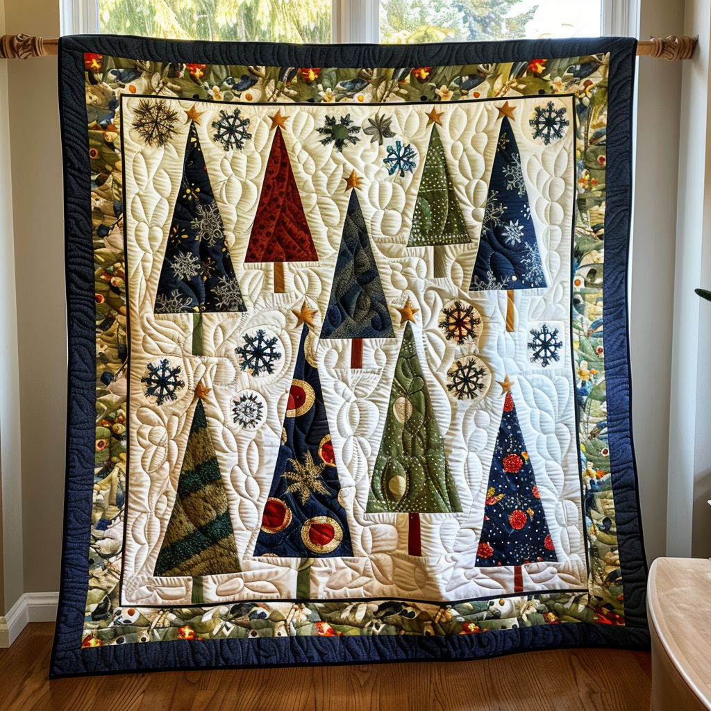 Festive Christmas Tree Quilted Blanket PD VTQ-Myprintsy