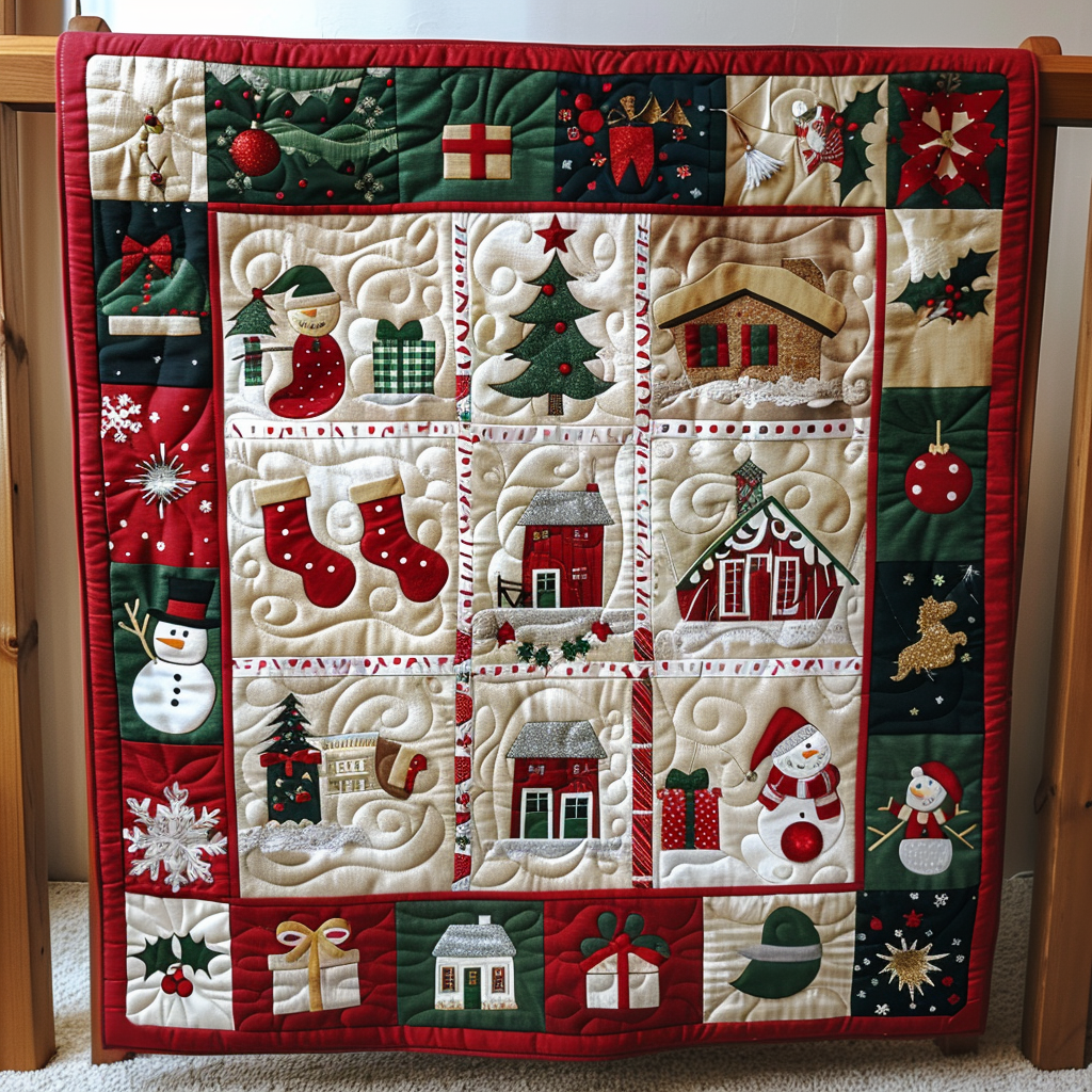 Festive Village Quilted Blanket VTQ-Myprintsy
