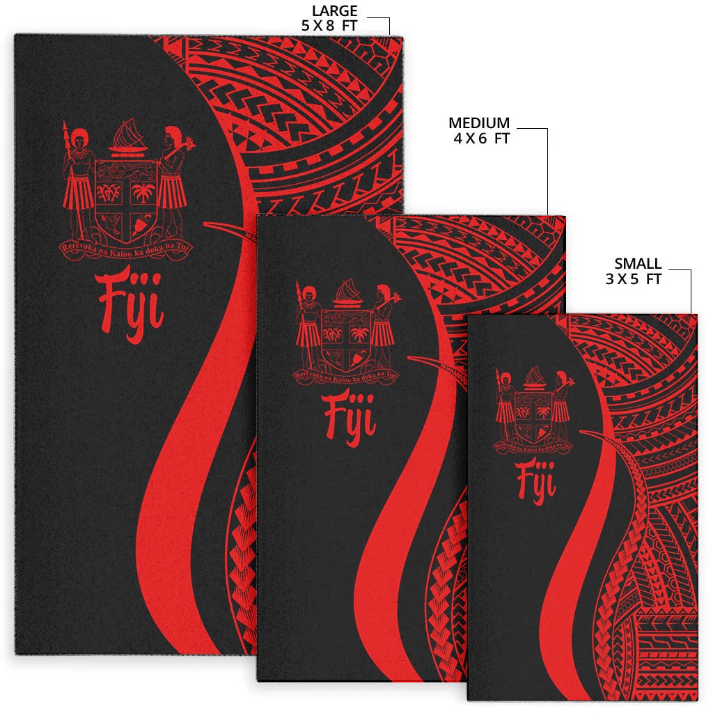 Fiji Area Rug - Red Polynesian Tentacle Tribal Pattern Crest-Myprintsy