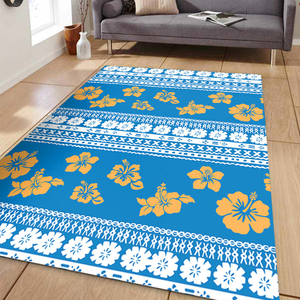 Fiji Area Rug Tapa Flower Fabric Print-Myprintsy