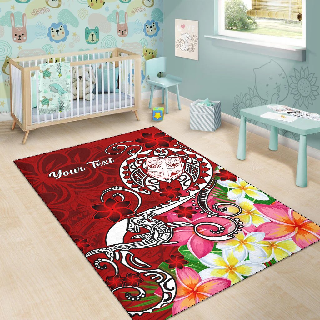 Fiji Custom Personalised Area Rug - Turtle Plumeria (Red)-Myprintsy