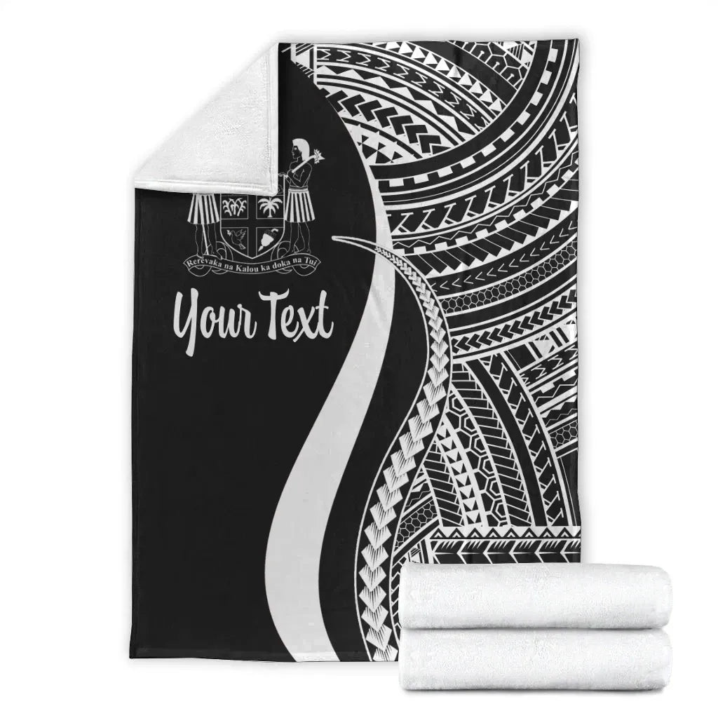 Fiji Custom Personalised Premium Blanket - White Polynesian Tentacle Tribal Pattern Crest-Myprintsy