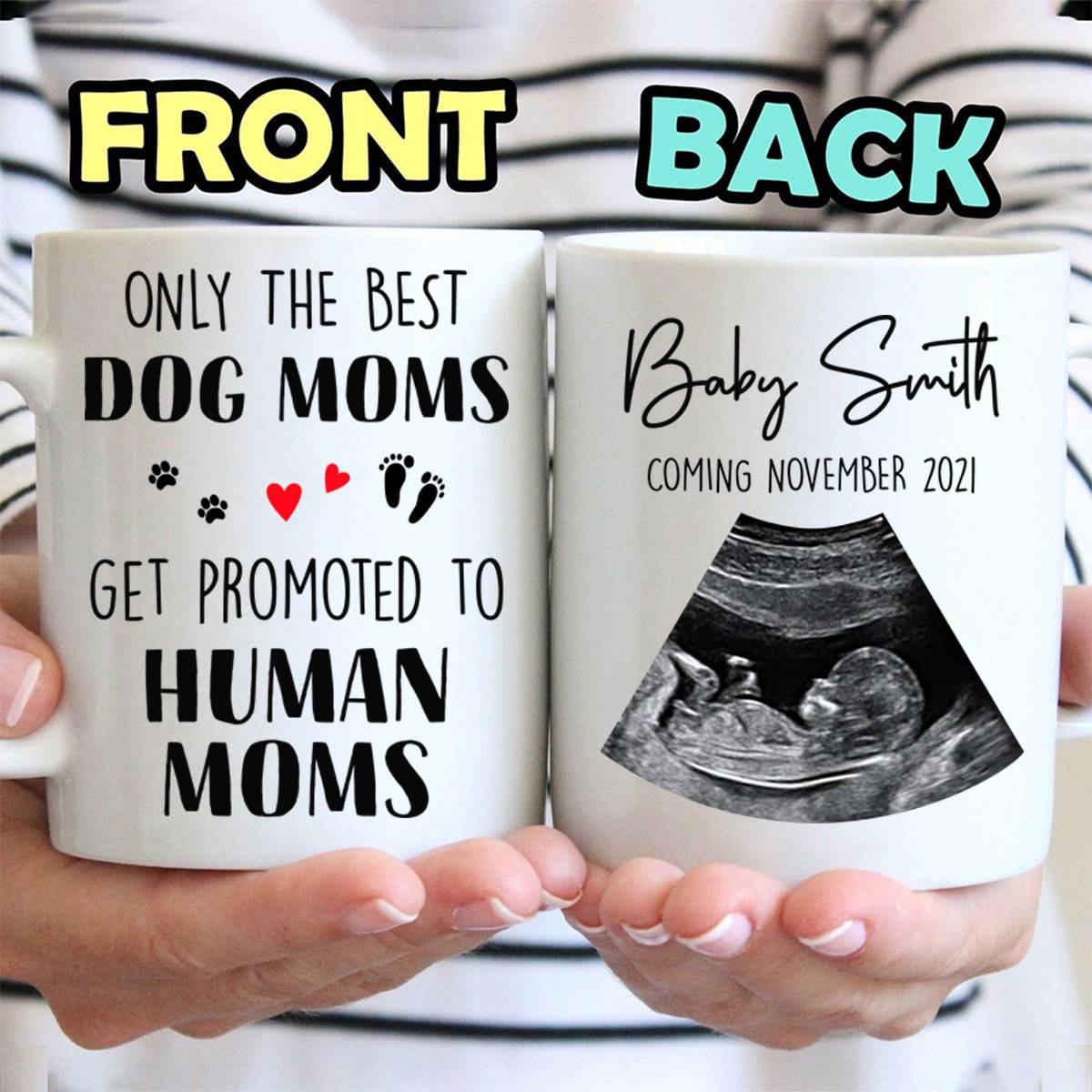 Get Promoted To Human Moms Custom Mug - Personalized Coffe Mug - Gift For Mom-Myprintsy