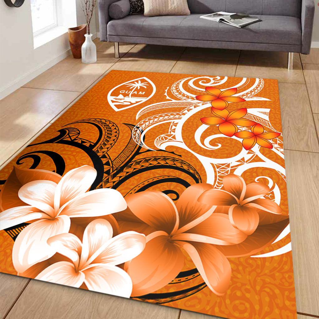 Guam Area Rug Polynesian Floral Spirit Orange-Myprintsy