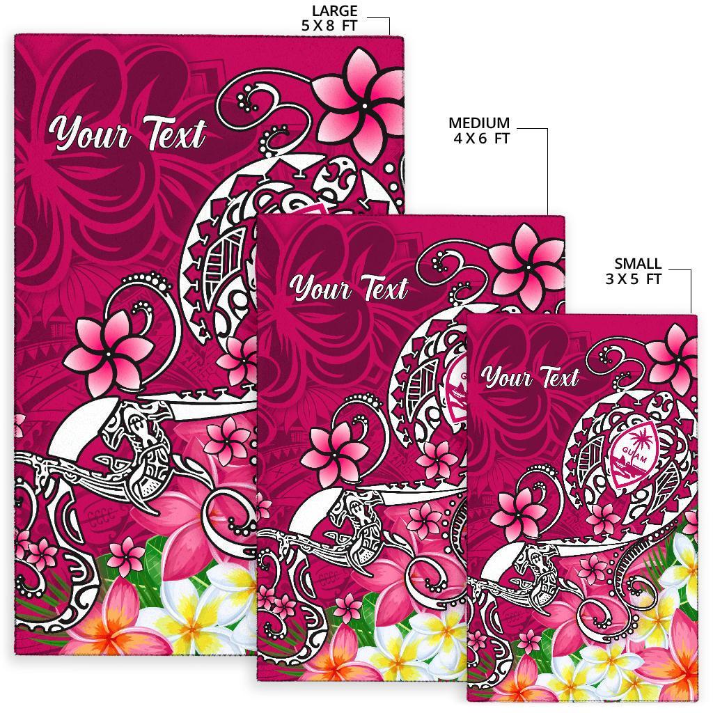 Guam Custom Personalised Area Rug - Turtle Plumeria (Pink)-Myprintsy