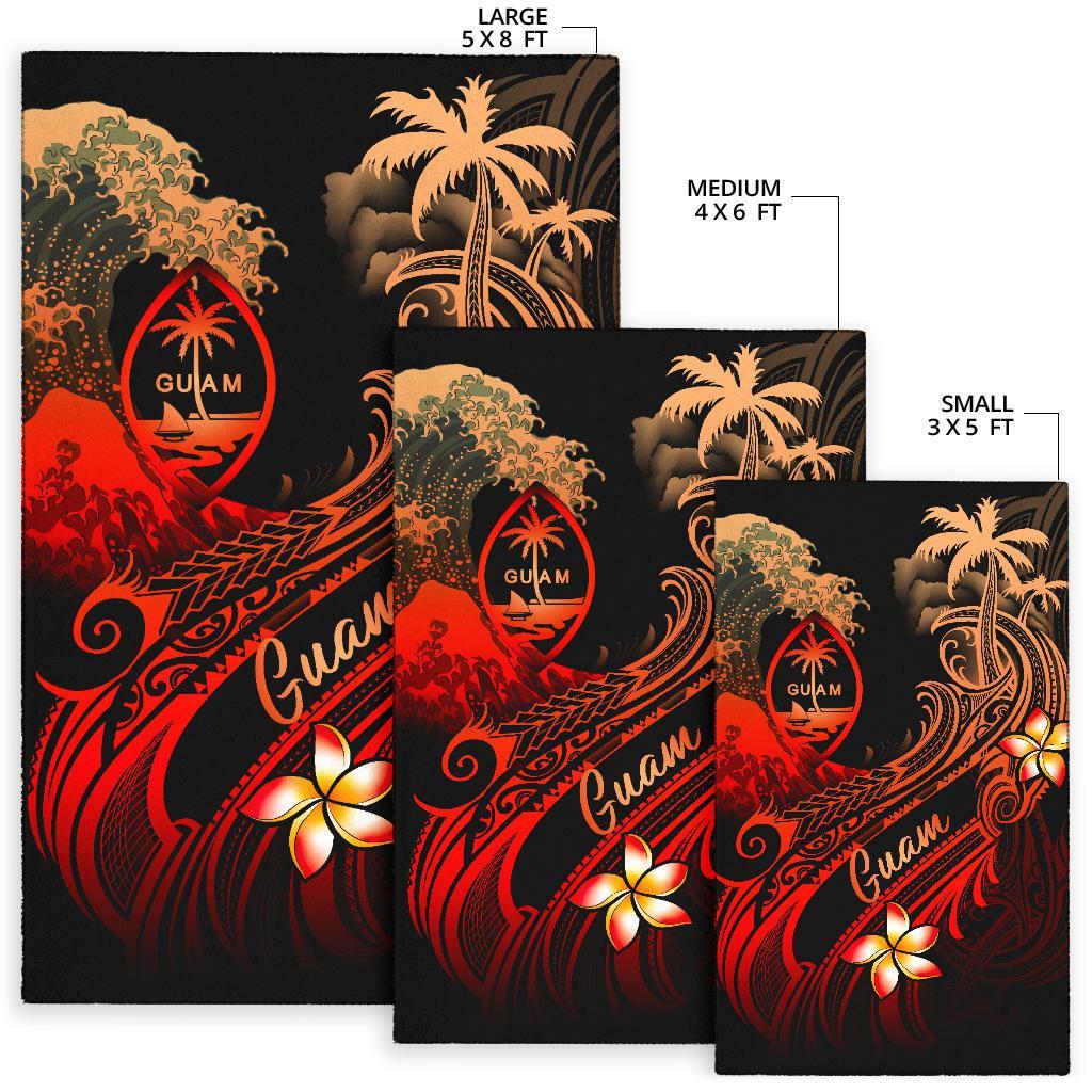 Guam Polynesian Area Rug - Plumeria Flowers And Waves-Myprintsy