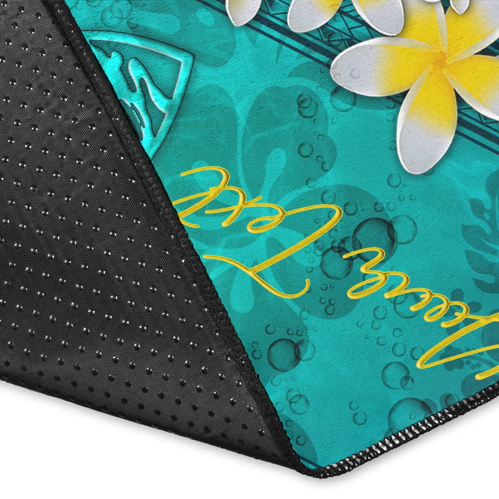 Guam Polynesian Custom Personalised Area Rug - Plumeria With Blue Ocean-Myprintsy