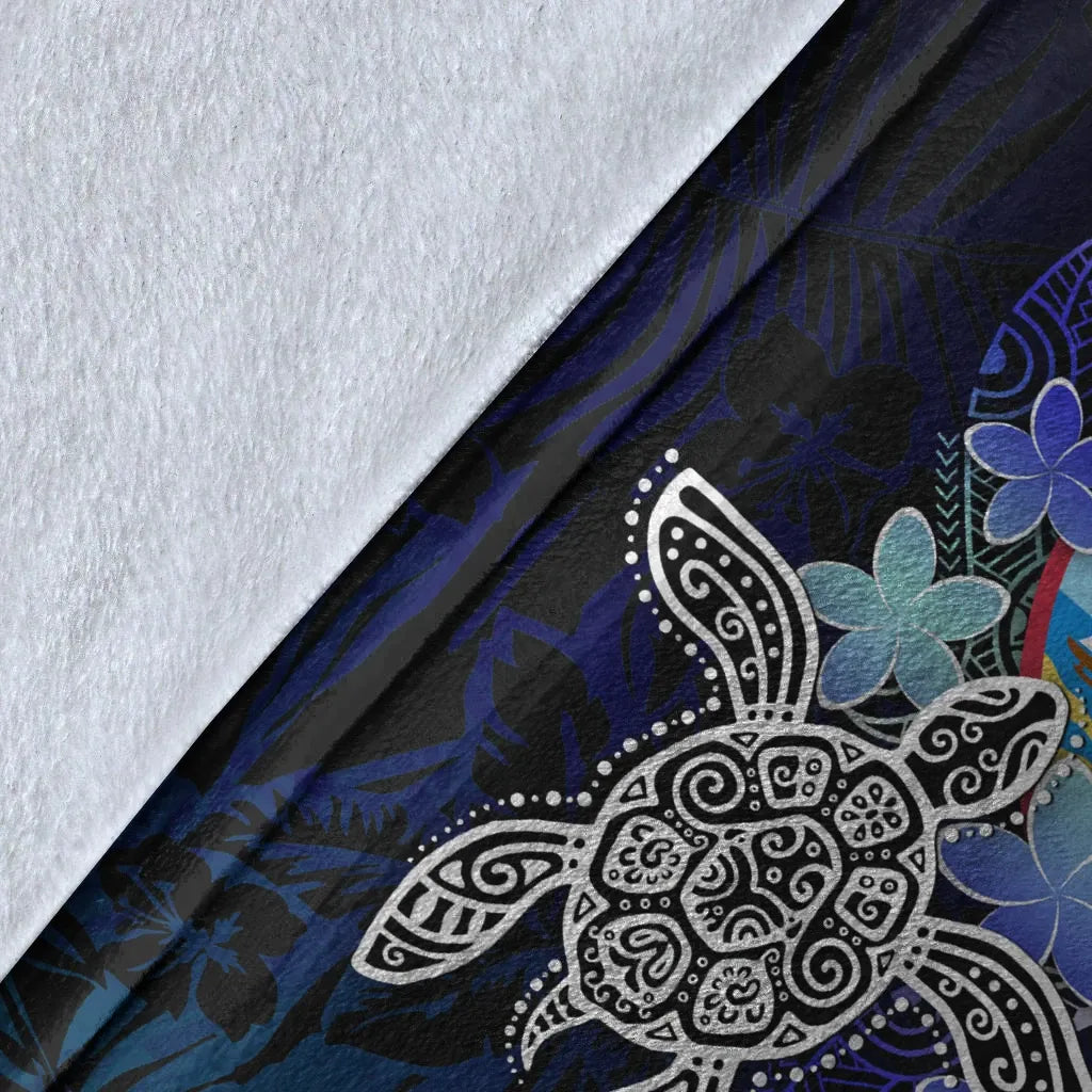 Guam Polynesian Premium Blanket - Blue Turtle Couple-Myprintsy