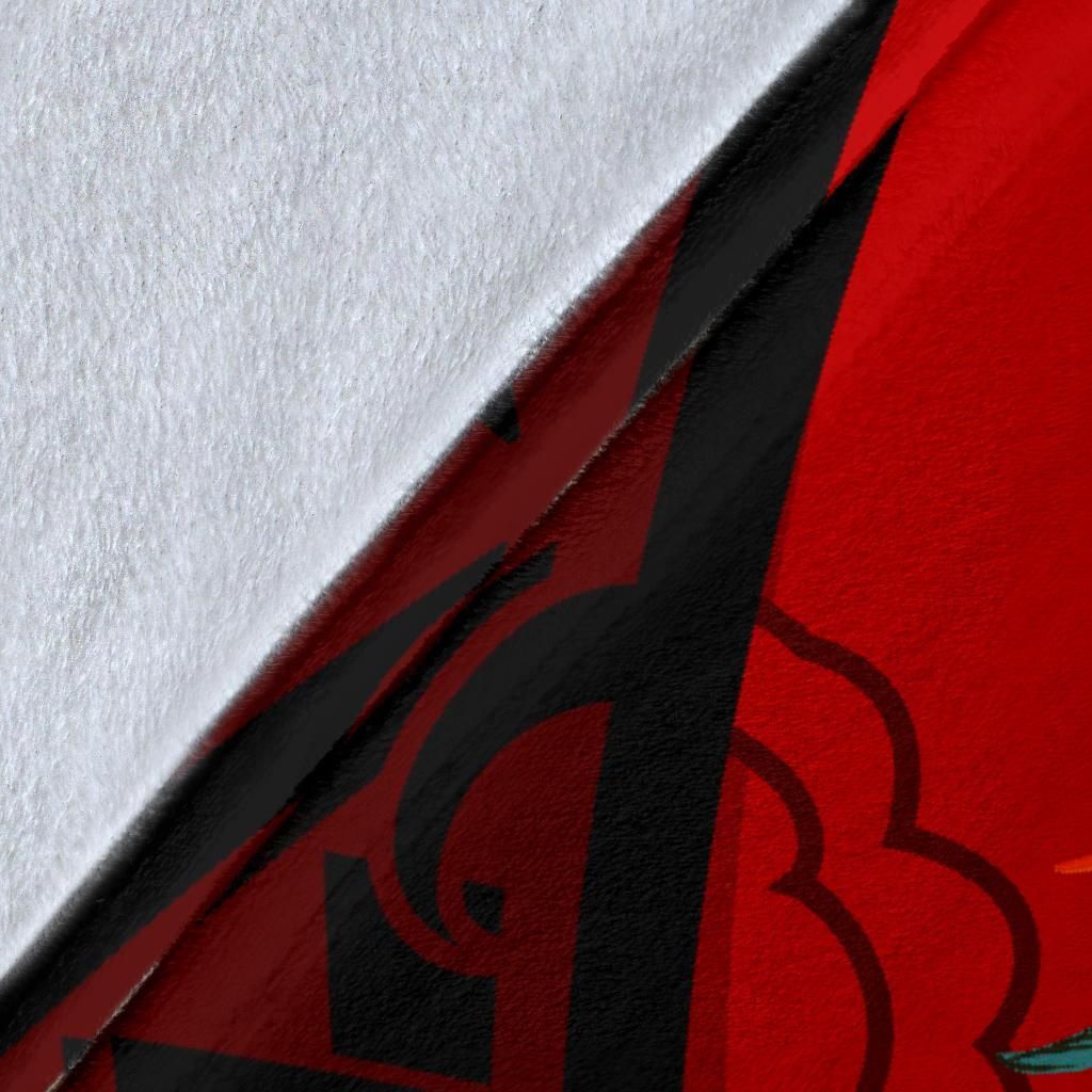 Guam Premium Blanket - Polynesian Hook And Hibiscus (Red)-Myprintsy