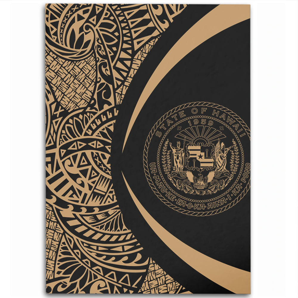 Hawaii Area Rug Coat Of Arm Lauhala Gold Circle-Myprintsy