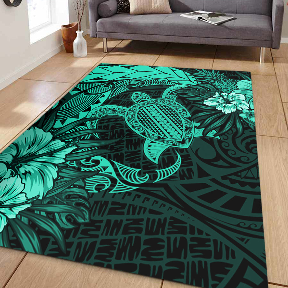 Hawaii Area Rug Hawaii Polynesian Turtle Tropical Patina Green-Myprintsy