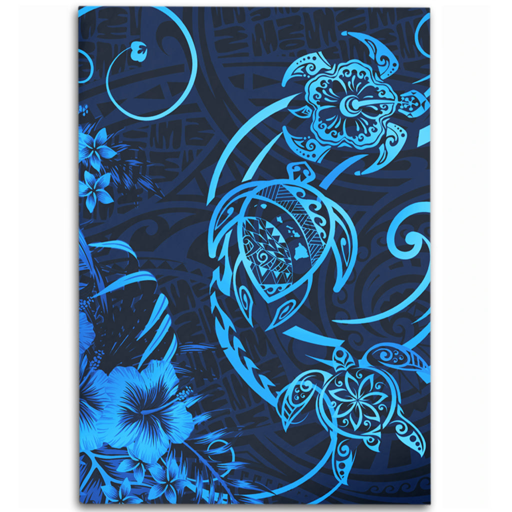 Hawaii Area Rug Hibiscus Flower And Map On The Back Turtle-Myprintsy