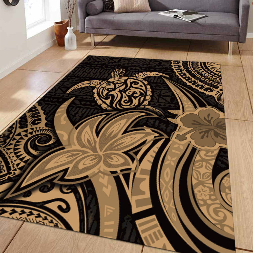 Hawaii Area Rug Honu Turtle Hibiscus Tribal Legacy-Myprintsy