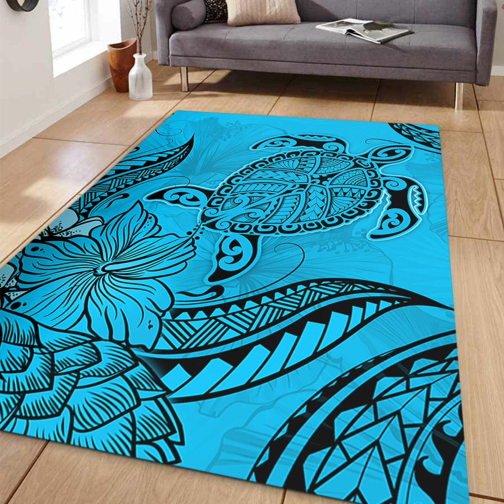 Hawaii Area Rug Tribal Turtle And Flowers Island Life-Myprintsy